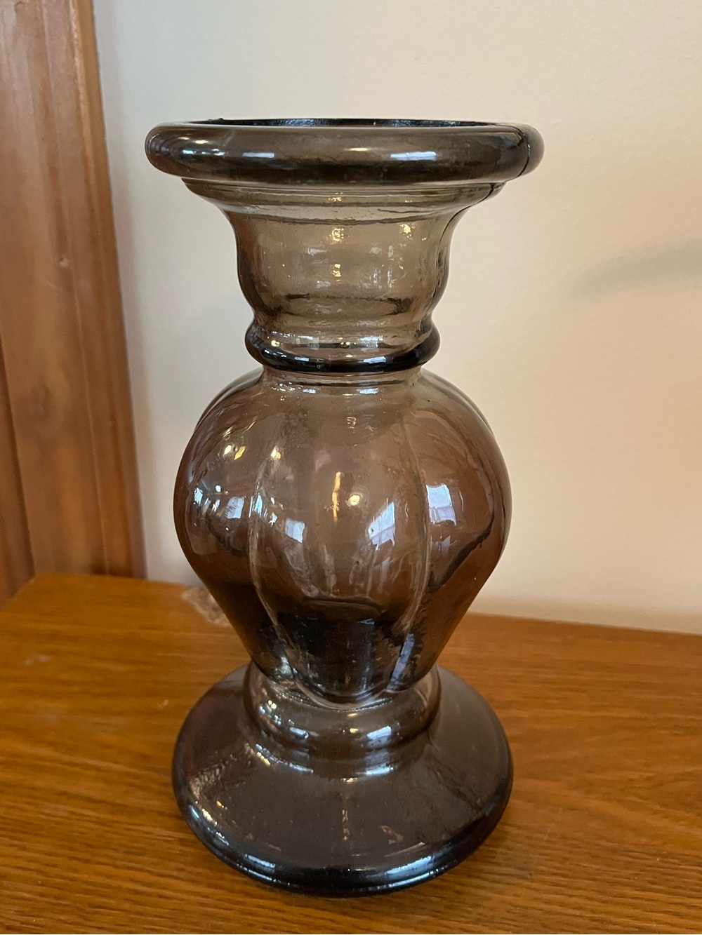 Smoked Glass Decorative Candle Holder - Smoky Gray